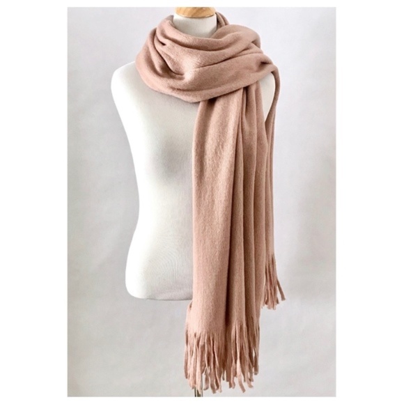 Steve Madden Blush Fringe Knit Wrap Muffler Scarf - Picture 2 of 10